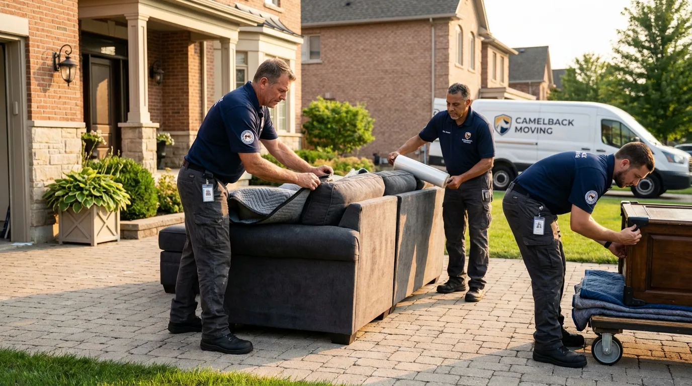 Large estate moving crew wrapping furniture in Garyville, LA