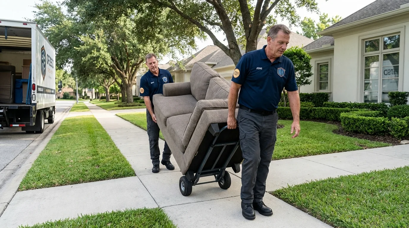 Local residential moving crew loading furniture in Garyville, LA